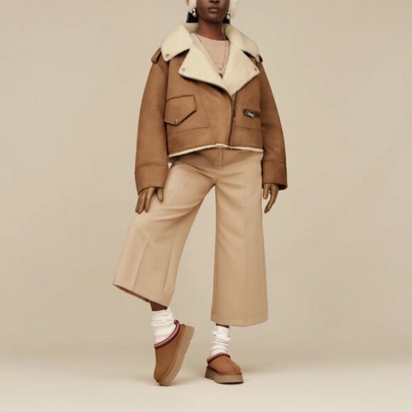 🇨🇦  UGG Women's Finnian Luxe Fluff Moto Jacket - Picture 1 of 7